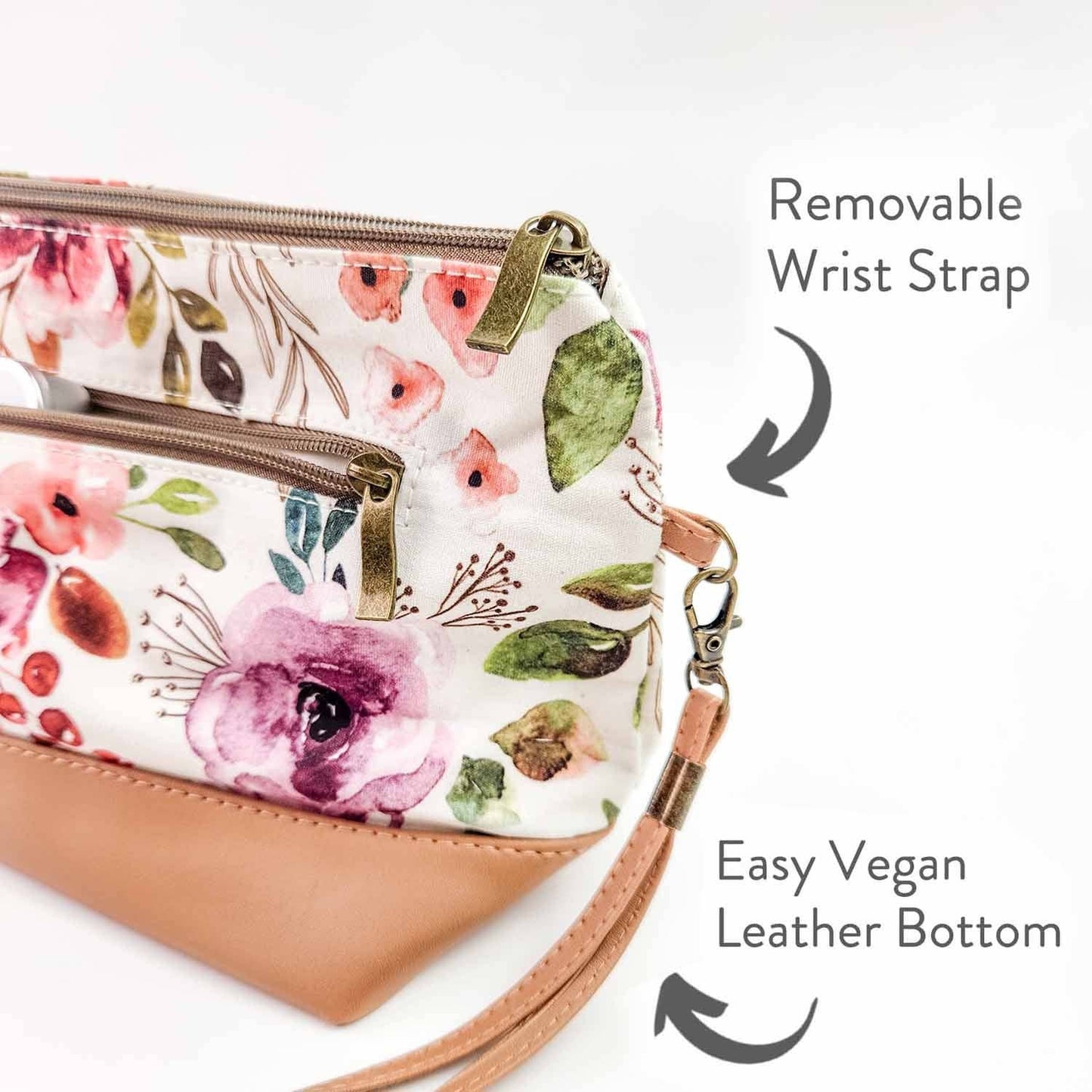 Spring Floral Trinity Bag – Small Zippered Knitting Project Bag