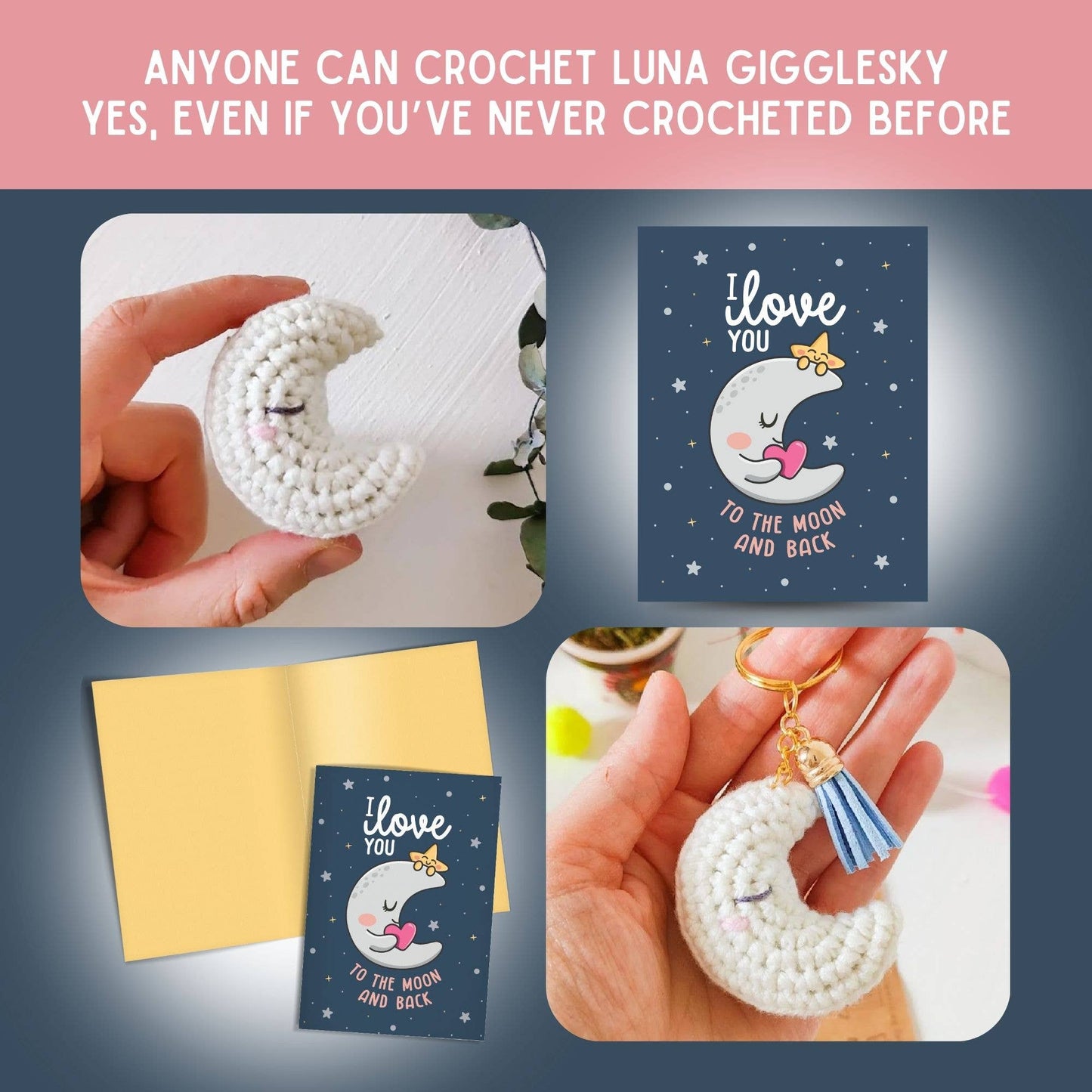 Love Card & Moon Crochet Pattern