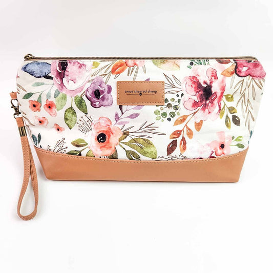 Spring Floral Trinity Bag – Small Zippered Knitting Project Bag