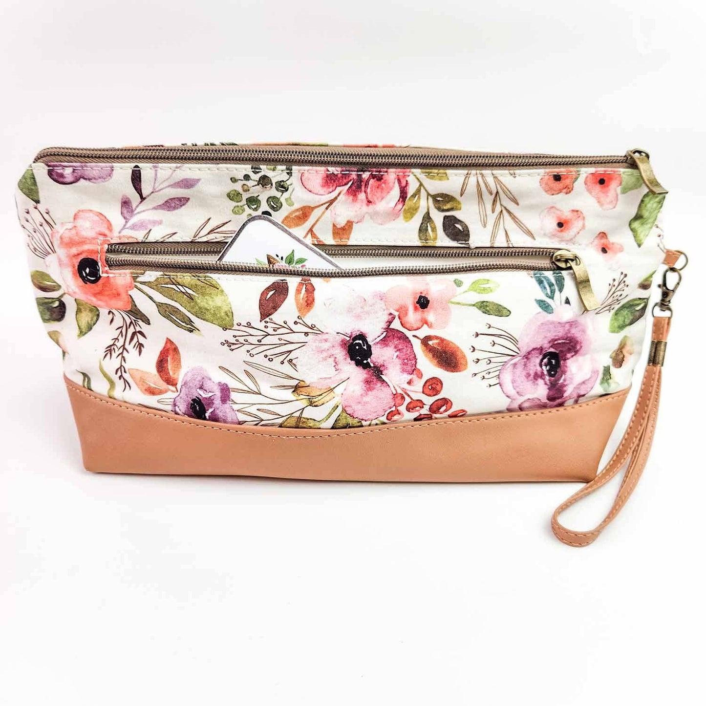 Spring Floral Trinity Bag – Small Zippered Knitting Project Bag