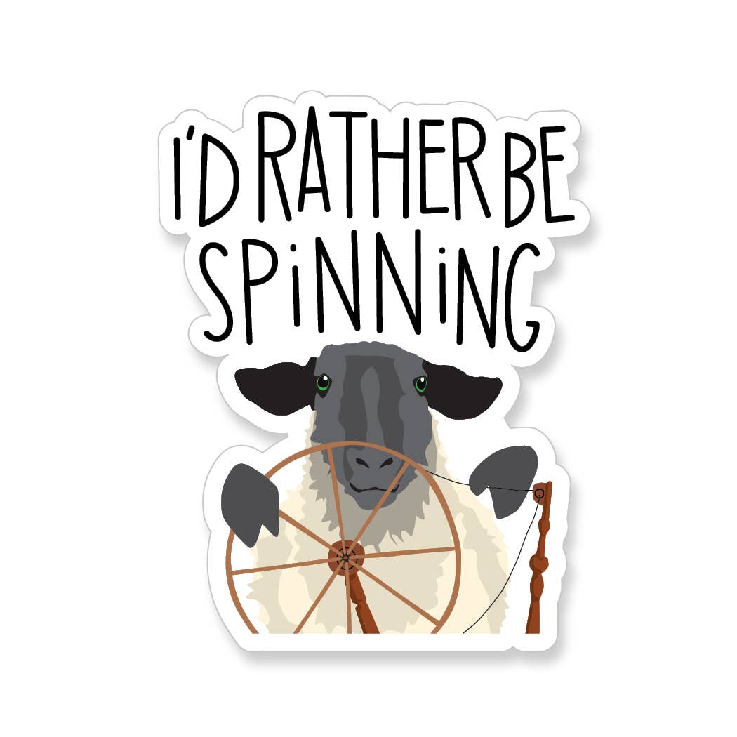 I'd Rather Be Spinning Sheep Sticker - YarnCom