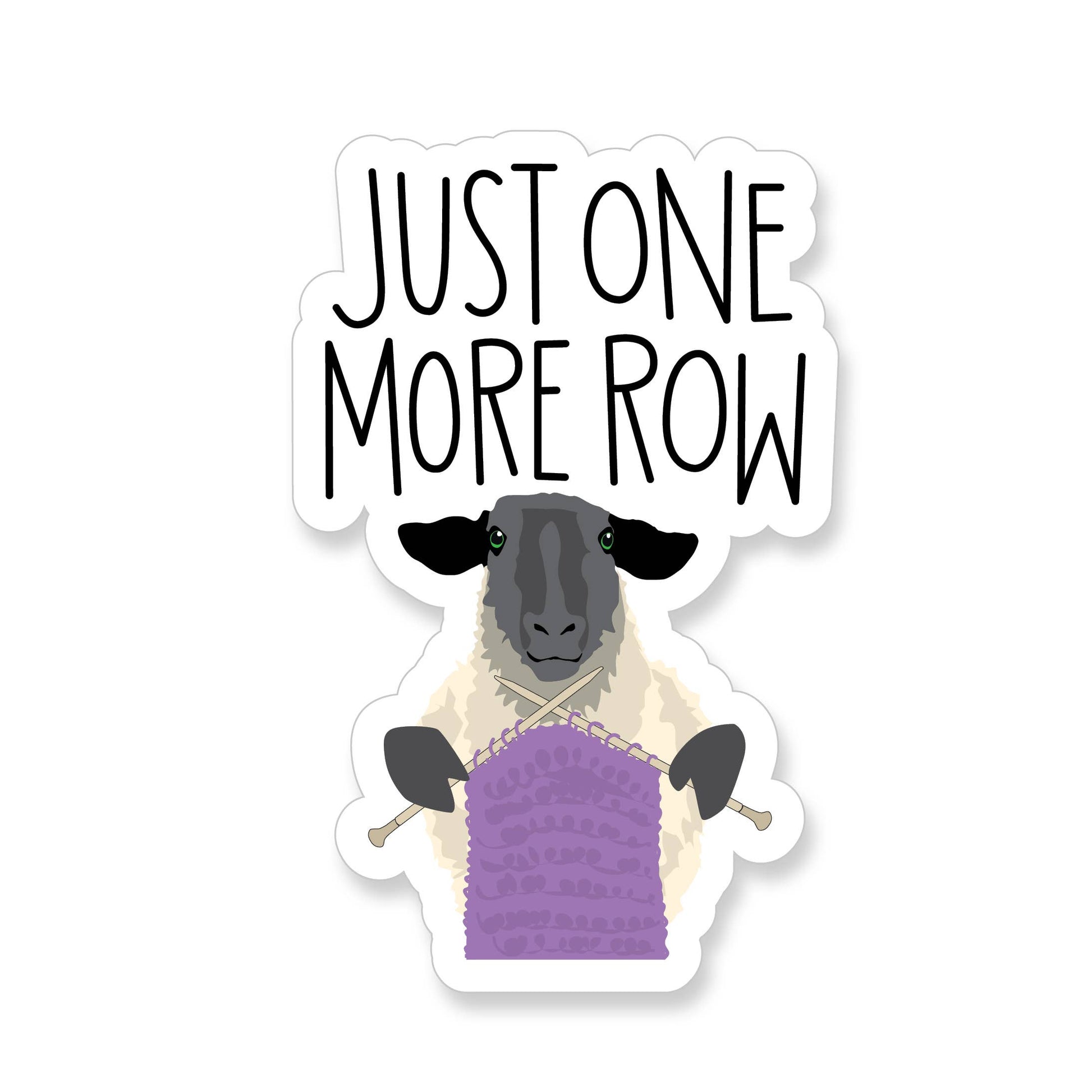 Just One More Row Knitting Sheep Sticker - YarnCom