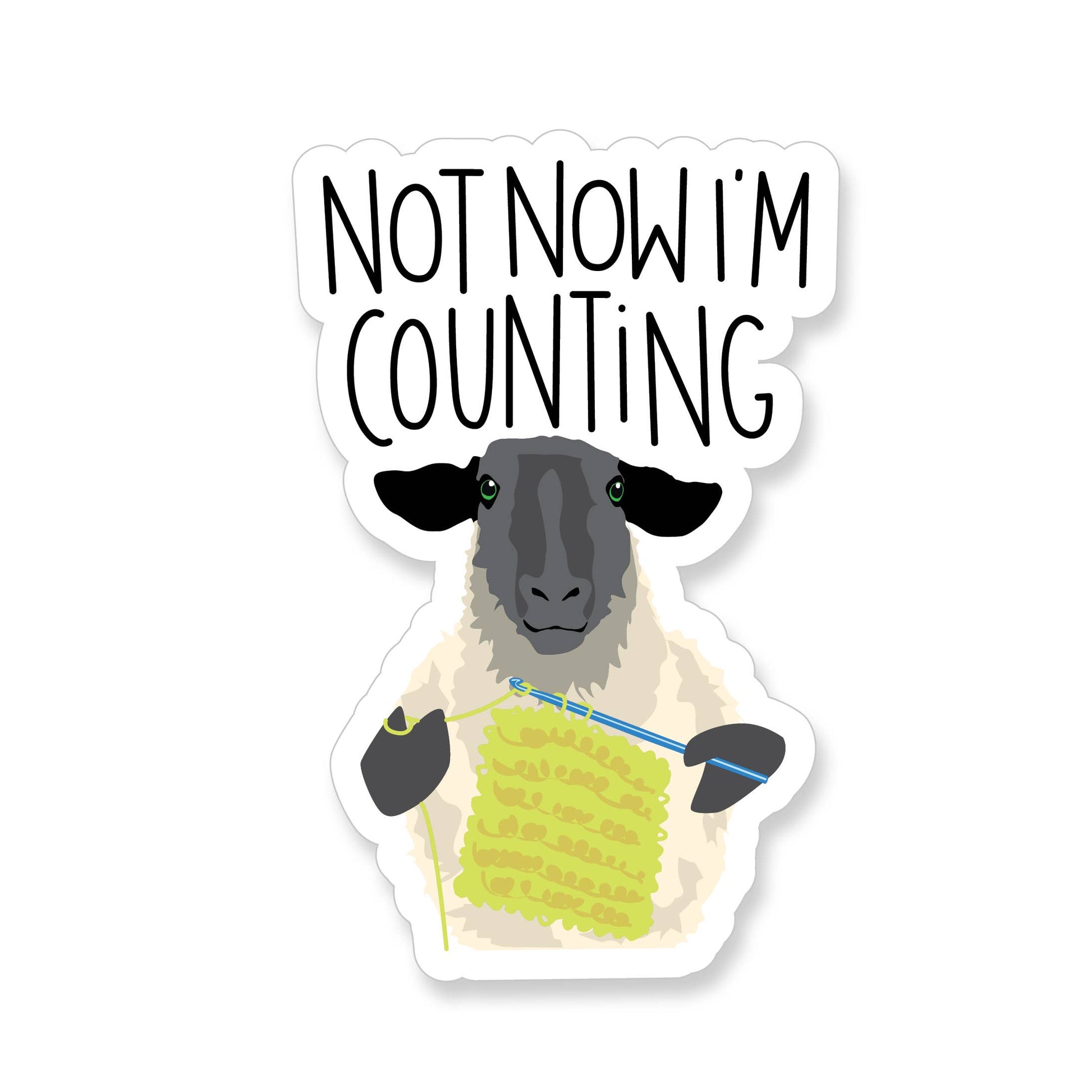 Not Now I'm Counting Crocheting Sheep Sticker - YarnCom