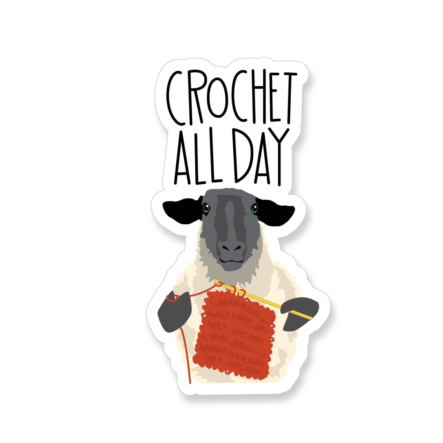 Crochet All Day Sheep Sticker - YarnCom